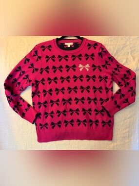 Charter Club Pink Bow Pattern Sweater